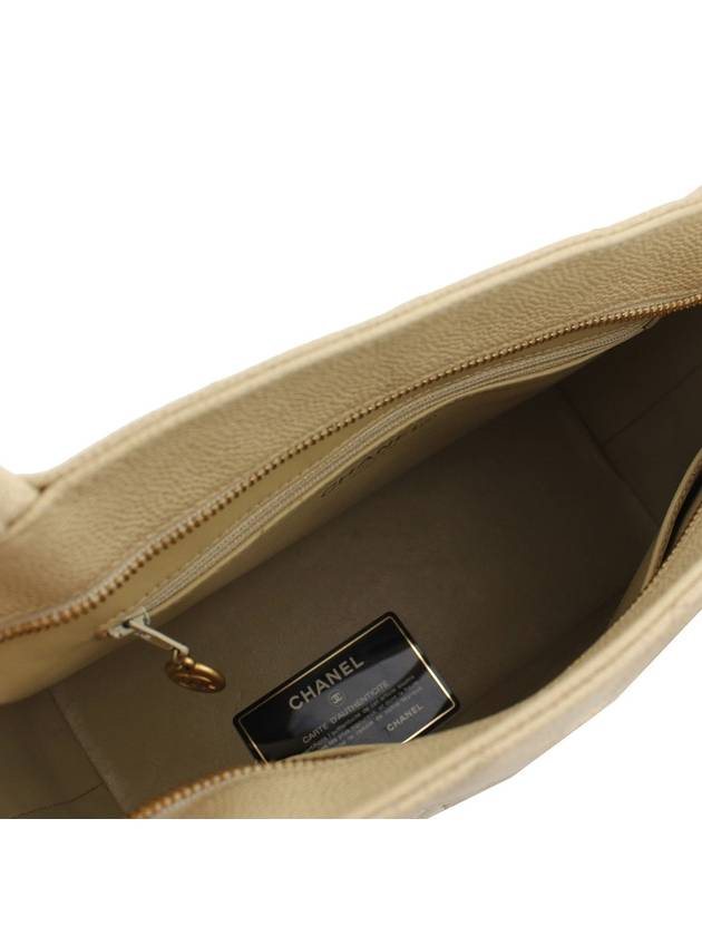 Cream Beige Caviar Antique Gold Plated CC Coin Tote Chanel