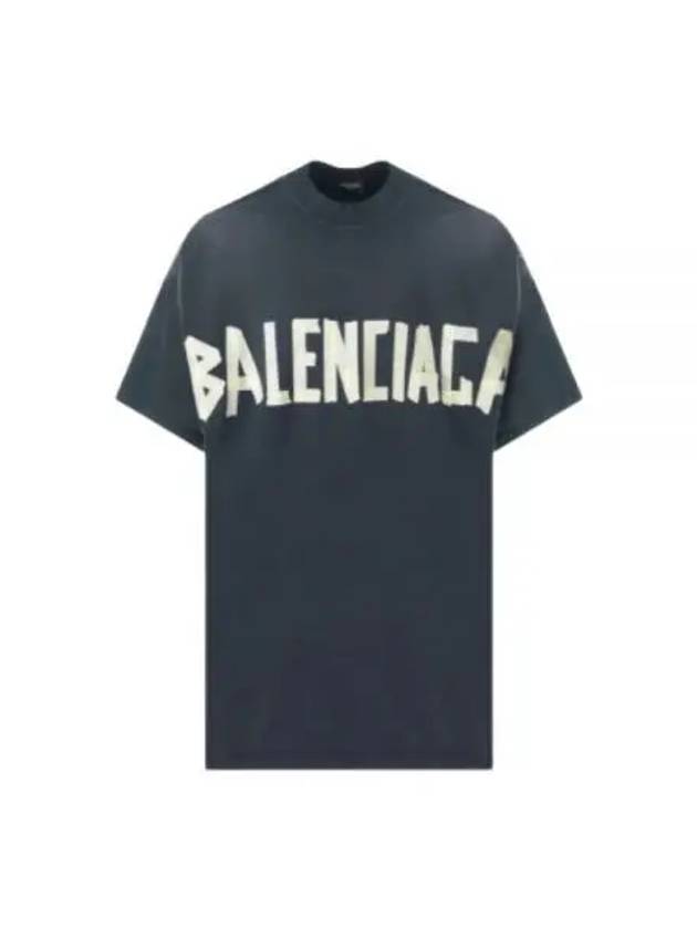 Luxury Balenciaga  Tape Type Cotton Short Sleeve T-Shirt Black