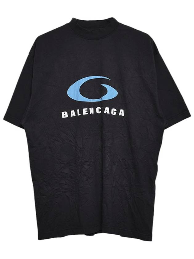 Luxury Balenciaga  Logo Print Cotton Short Sleeve T-Shirt Black