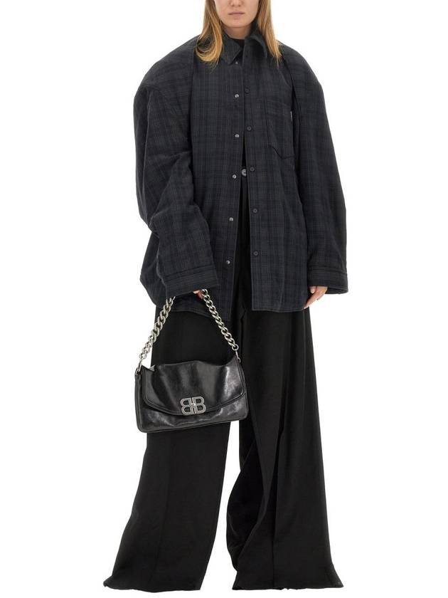 Luxury Balenciaga  Checked Pattern Long Sleeve Shirt Grey