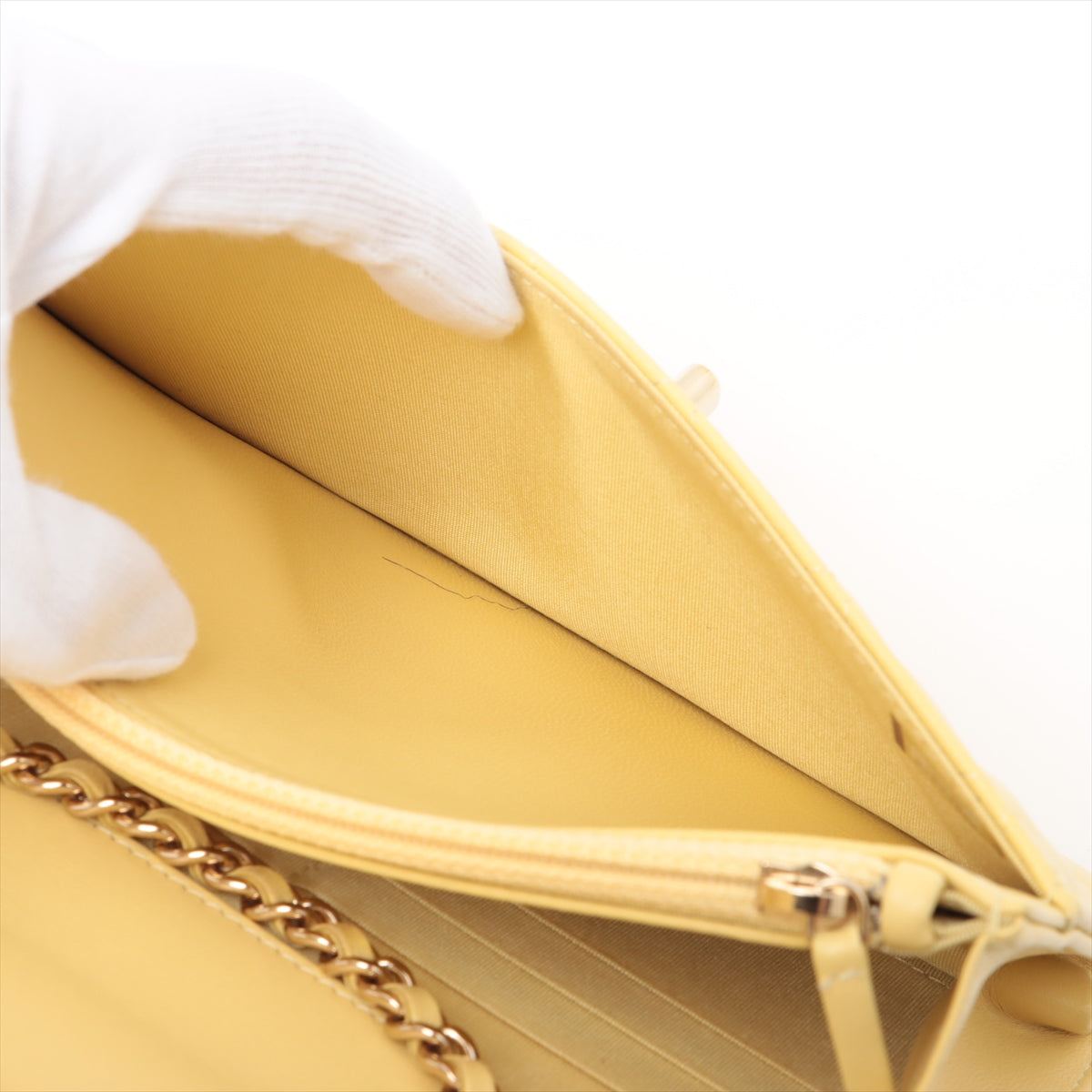 Chanel Matrasse  Chain Wallet Yellow G