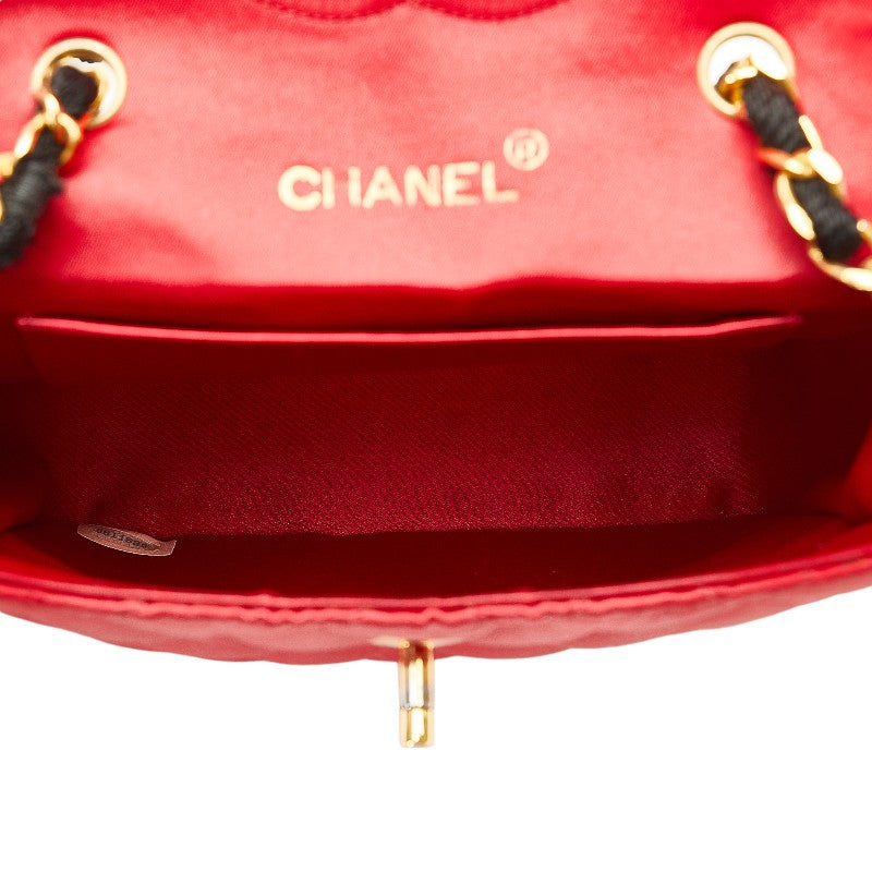 Chanel Matrases Coco  Chain Shoulder Bag Red Black Satin  CHANEL