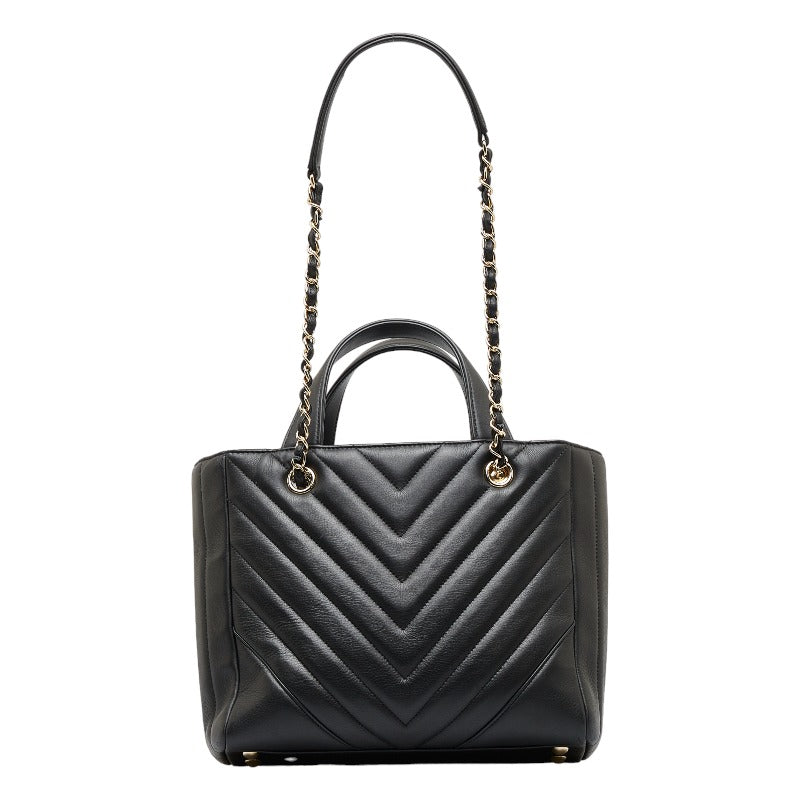 Chanel Chevron V tick Handbags Shoulder Bag 2WAY Black Leather  CHANEL