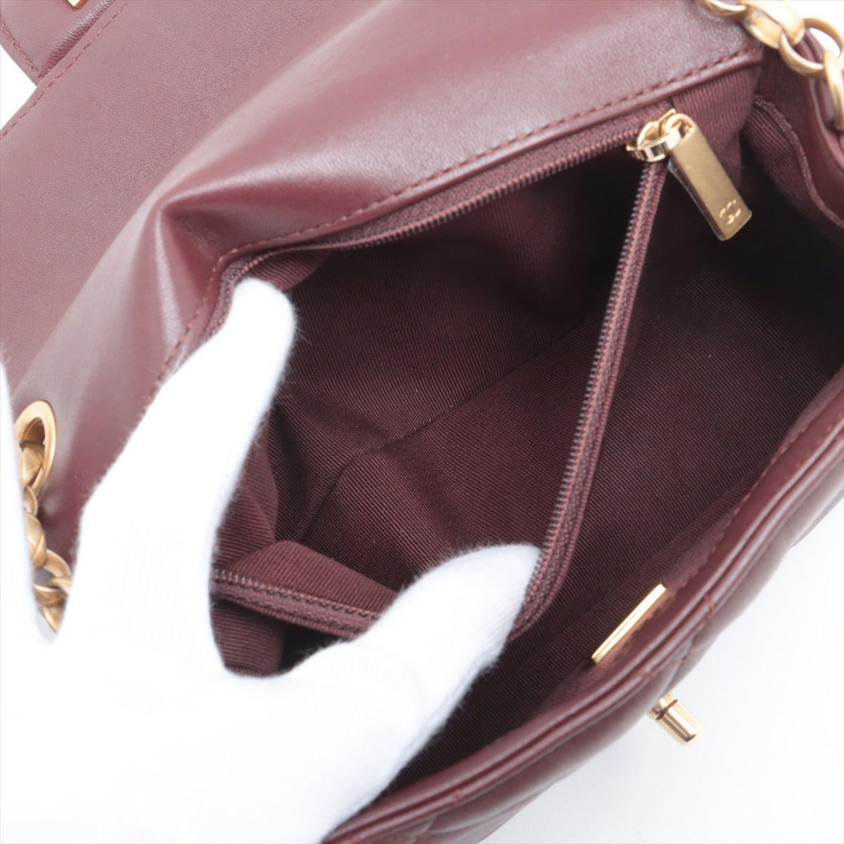 Chanel Mini Lambskin  Single Chain Single Chain Bag Bordeaux Gold  IC Chip