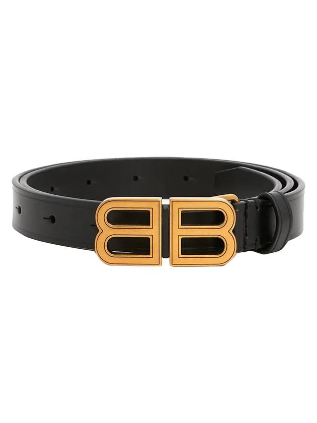Luxury Balenciaga  Hourglass Thin Leather Belt Black