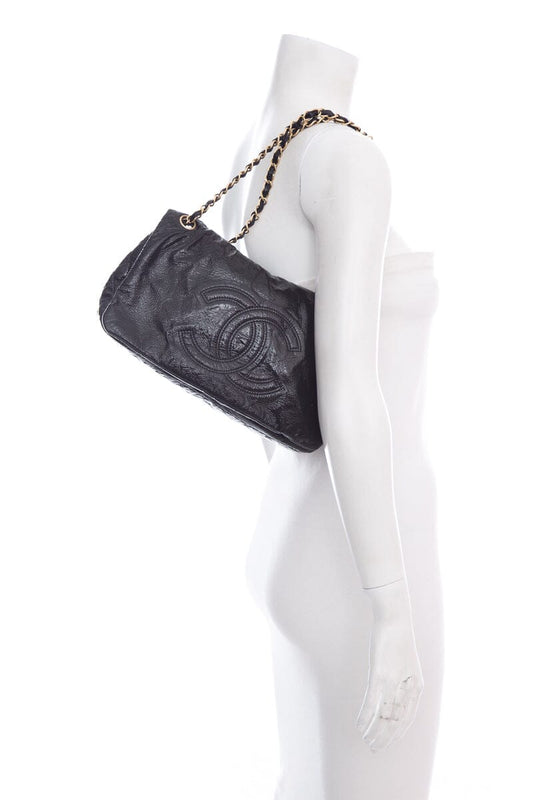 Chanel 2006 Black Vinyl Medium Rock & Chain Flap HandBag