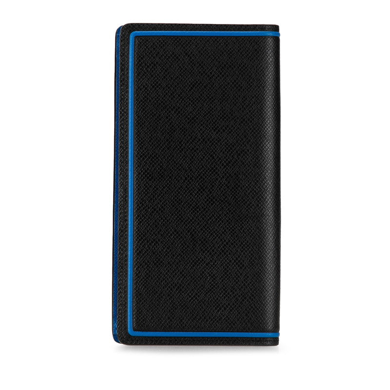 Louis Vuitton Taiga Portefolio Braza Double Fold Wallet M63300 Black Leather Mens LOUIS VUITTON