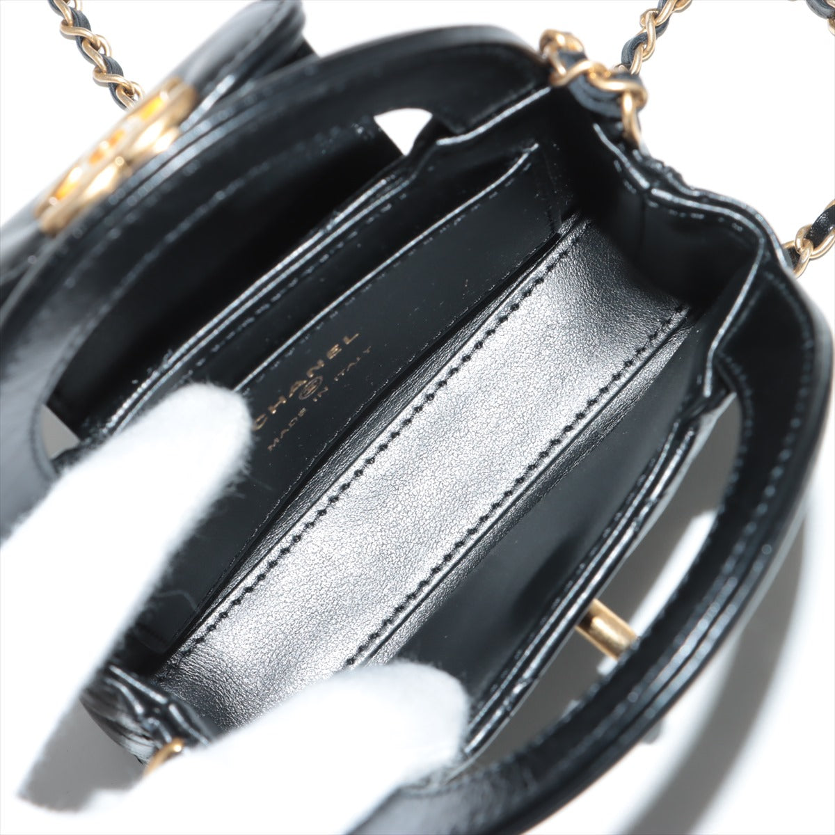 Chanel Mattress Leather 2WAY Shoulder Bag Black Gold  AP3435
