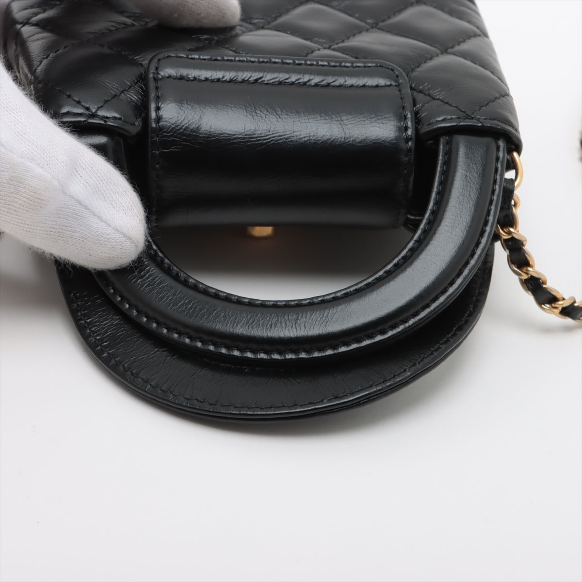 Chanel Mattress Leather 2WAY Shoulder Bag Black Gold  AP3435