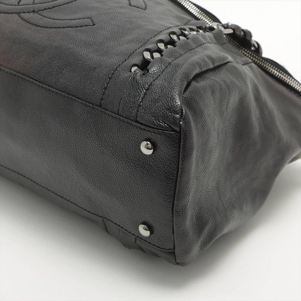 Chanel Coco Caviar S Tote Bag Black Silver G  11th