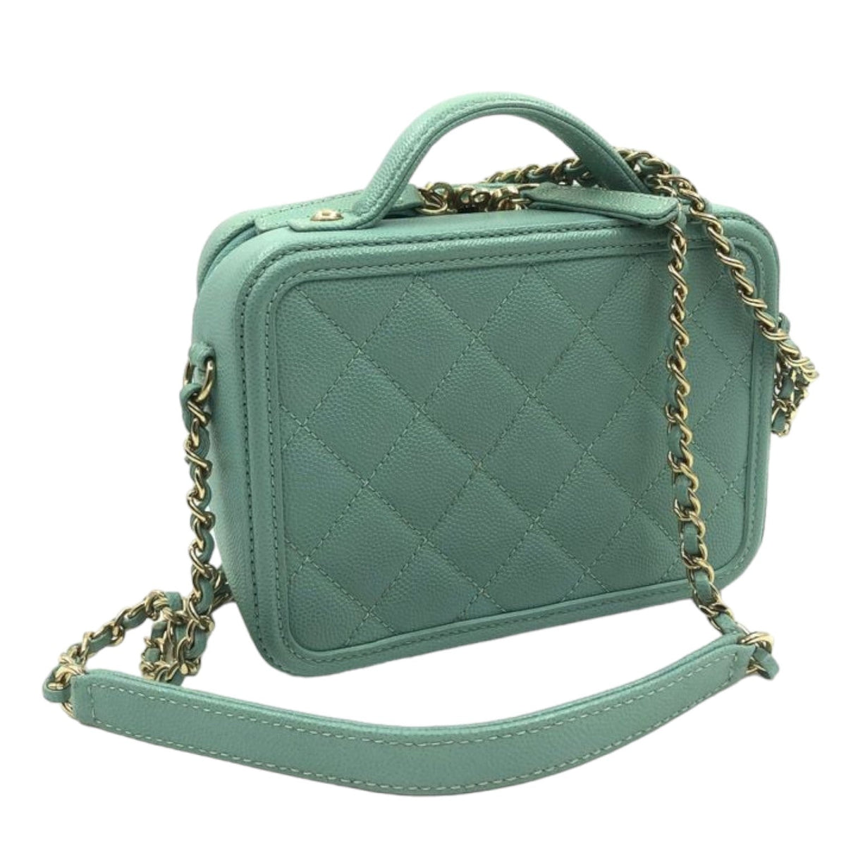 CC Filigree Vanity Case Small Caviar Tiffany Blue GHW