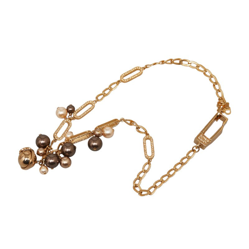 Dior Pearl Chain Necklace Metal Necklace in Good condition