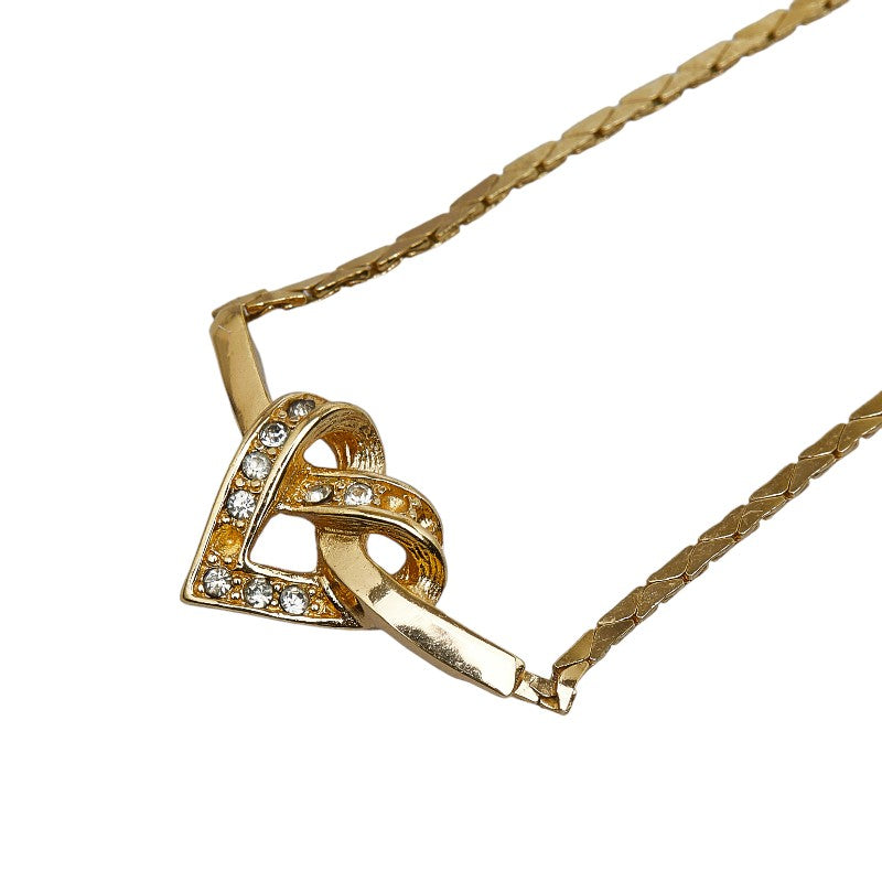 Dior Rhinestone Heart Necklace Metal Necklace in Good condition