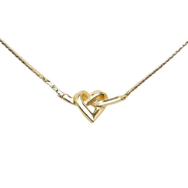 Dior Rhinestone Heart Necklace Metal Necklace in Good condition