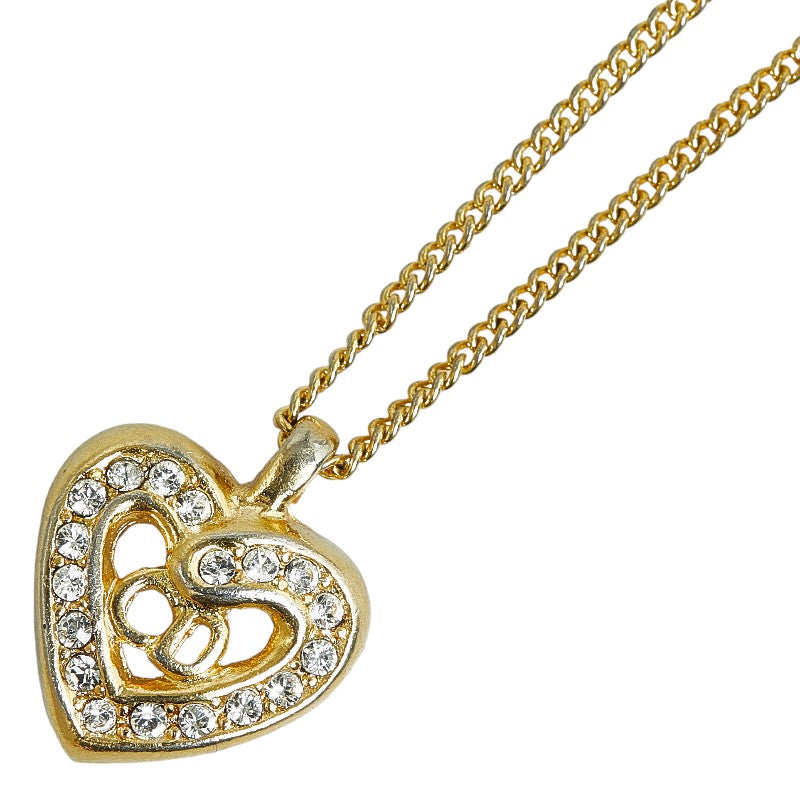 Dior Crystal Heart CD Pendant Necklace Metal Necklace in Excellent condition