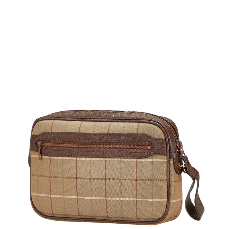 Burberry Check Canvas Leather Pouch