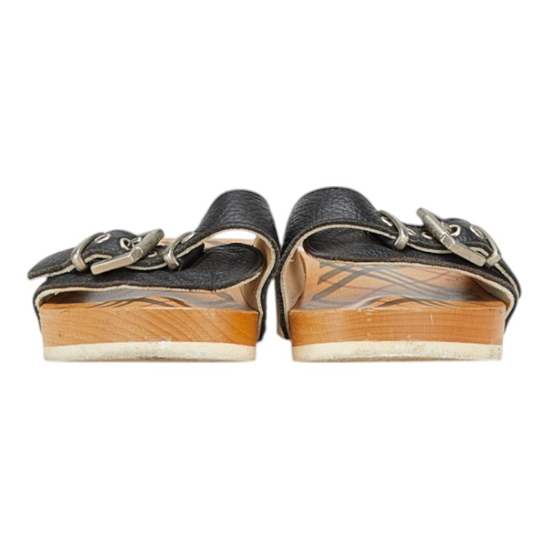 Burberry Nova Check Wood Leather Sandals