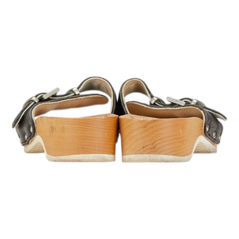 Burberry Nova Check Wood Leather Sandals