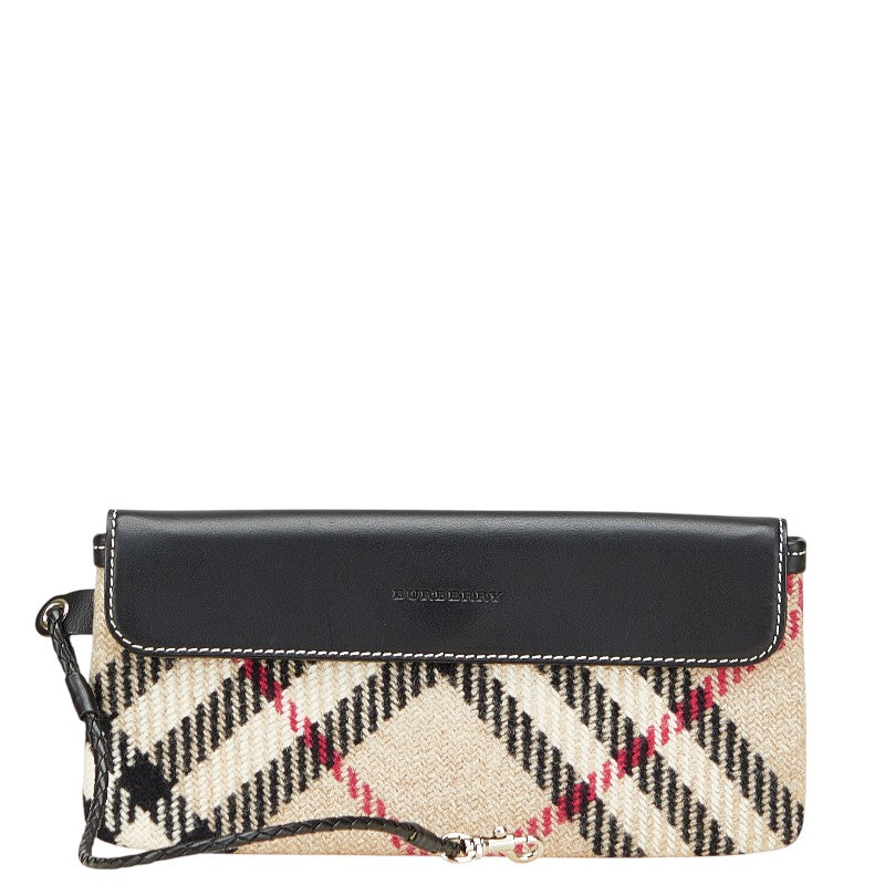 Burberry Nova Check Wool Leather Pouch