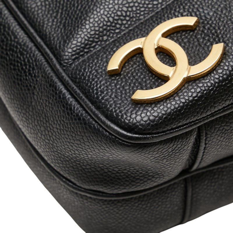 Chanel Triple Coco Mark Caviar Skin Chain Tote Bag