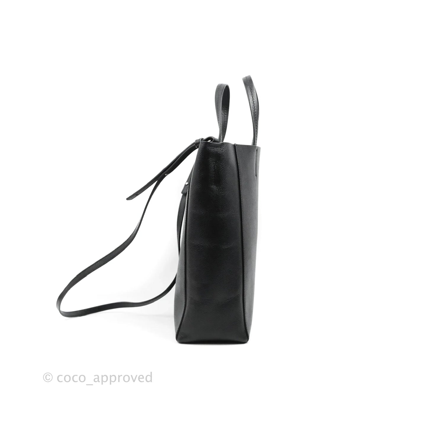 Celine Small Vertical Cabas Tote Black Grained Calfskin Silver Hardware