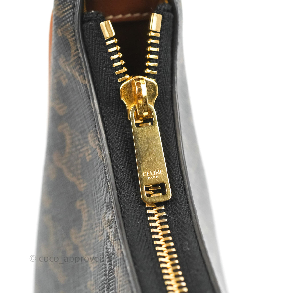 Celine Ava Bag In Triomphe Canvas Calfskin Tan