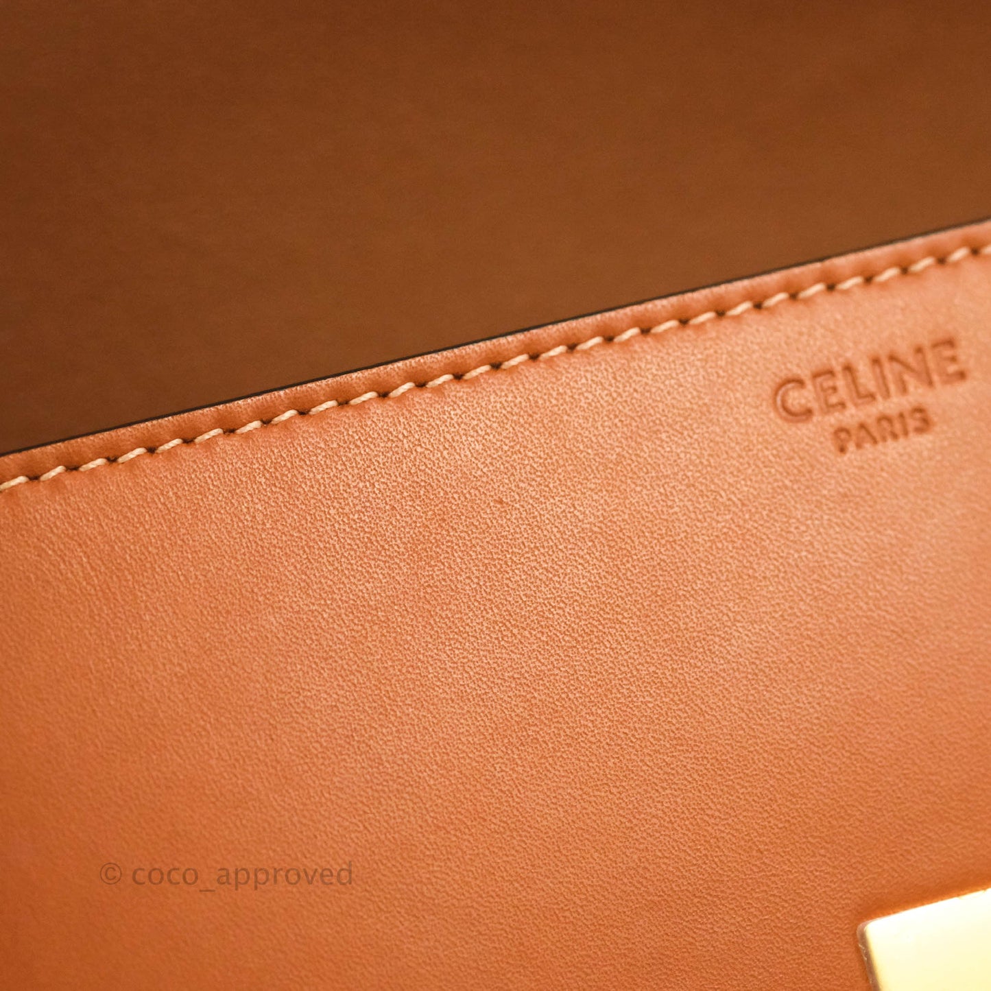 Celine Triomphe Shoulder Bag Tan Calfskin