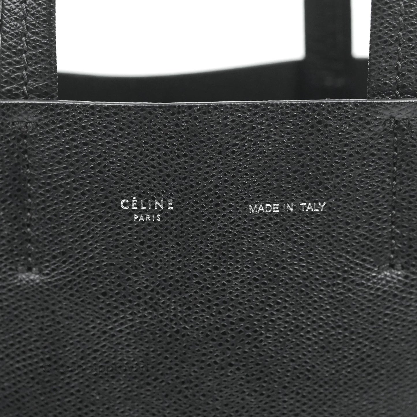 Celine Small Vertical Cabas Tote Black Grained Calfskin Silver Hardware