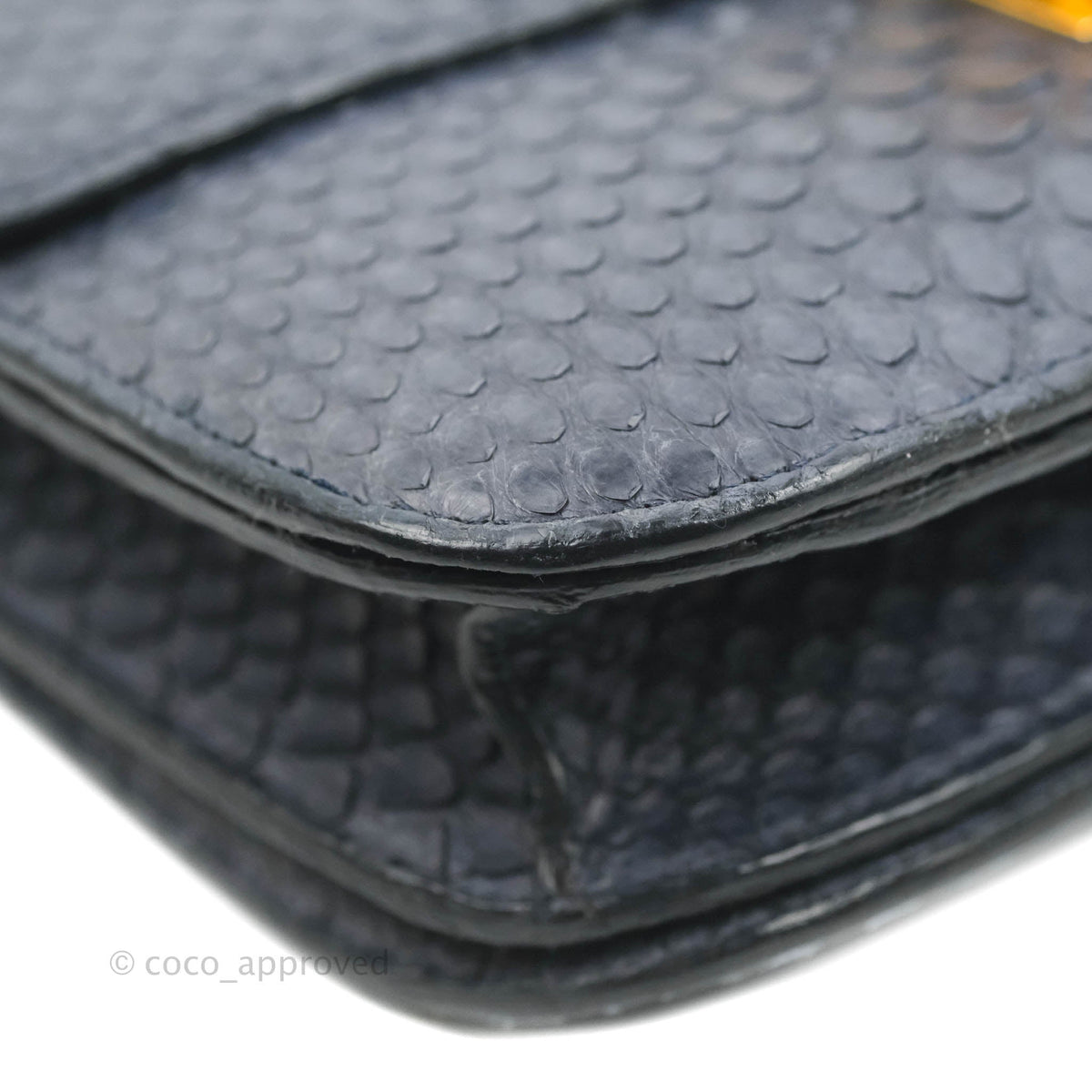 Celine Medium Classic Box Flap Grey Blue Python Gold Hardware