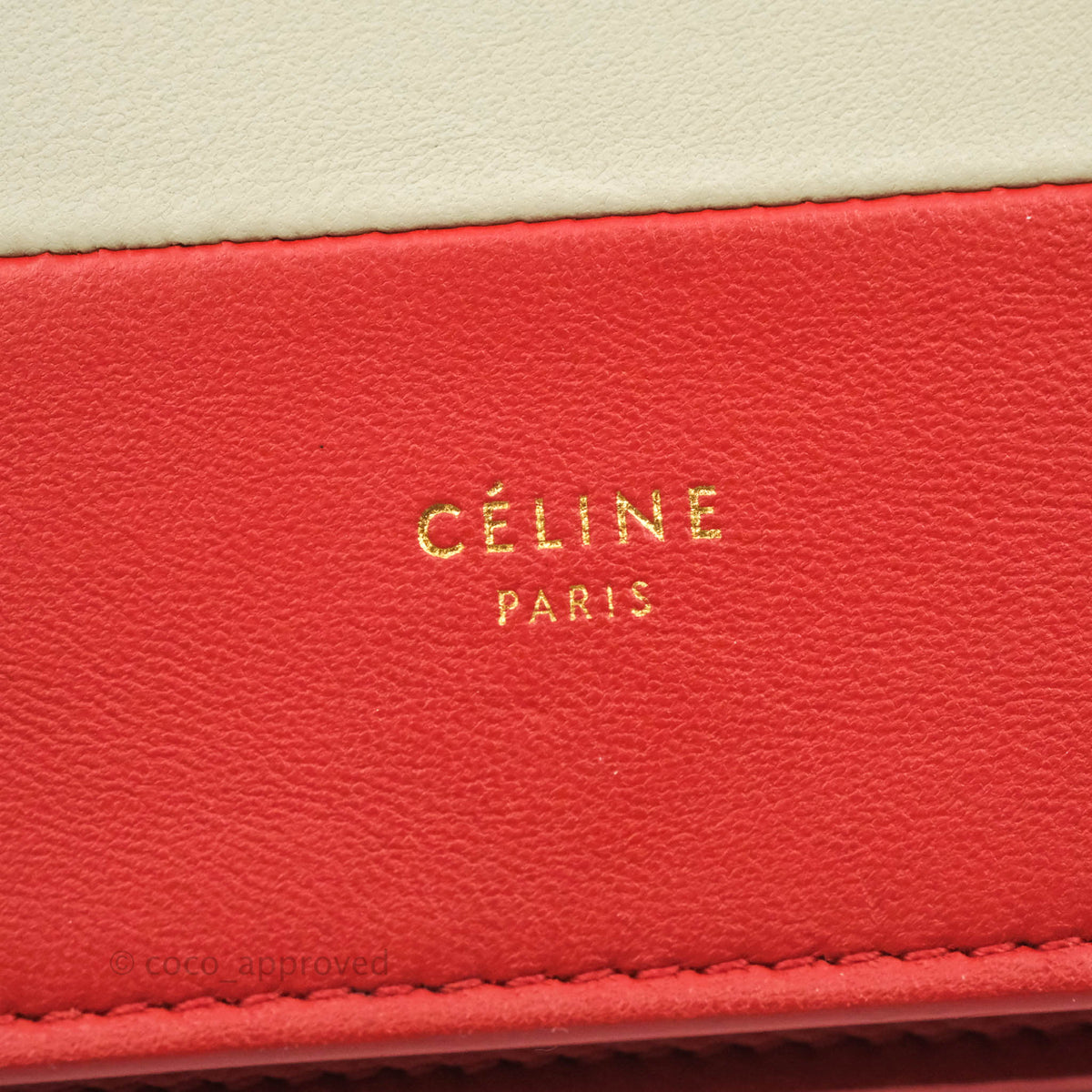 Celine Frame Evening Chain Clutch Ivory Red Smooth Lambskin Gold Hardware
