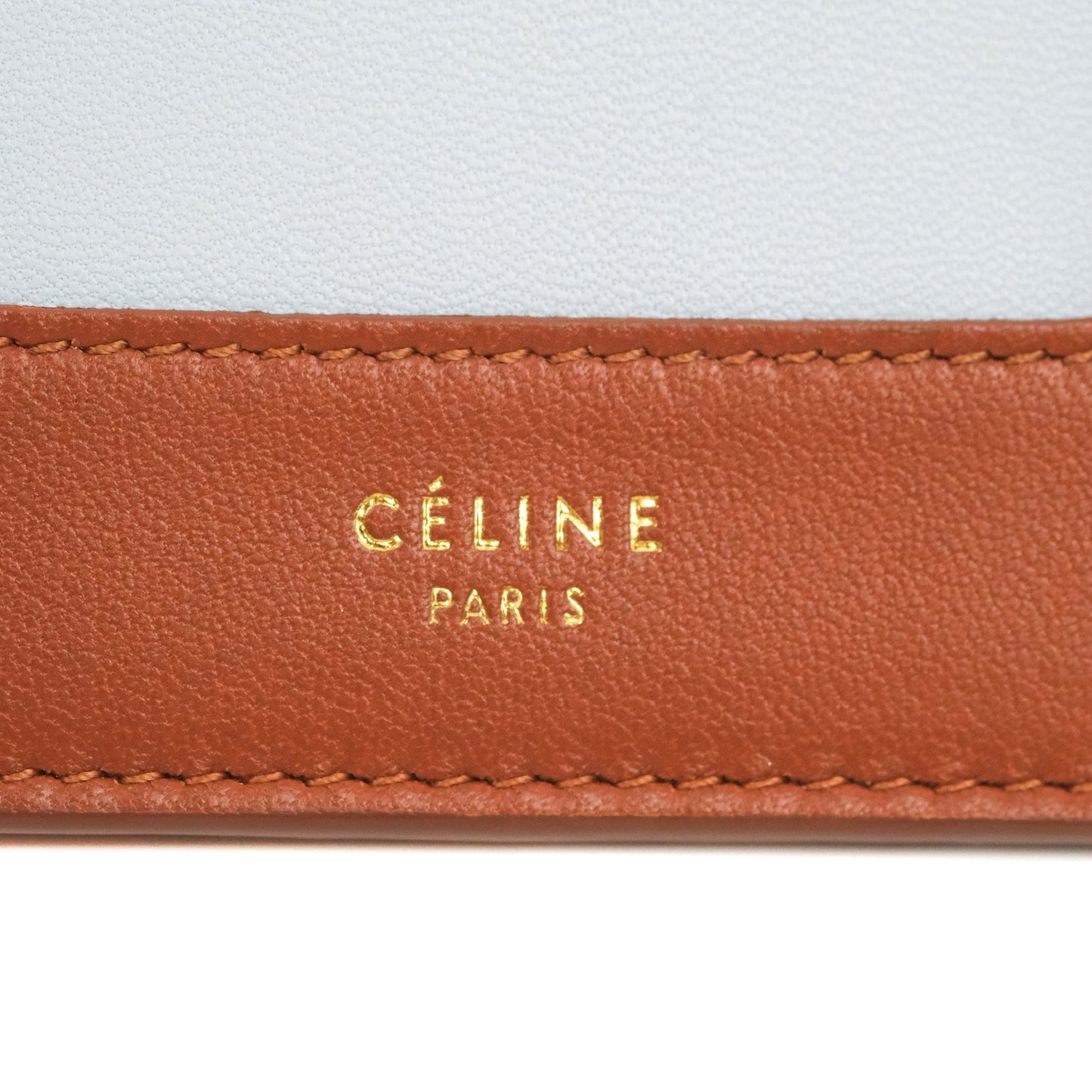 Celine Frame Wallet Brown Light Blue Lambskin Gold Hardware