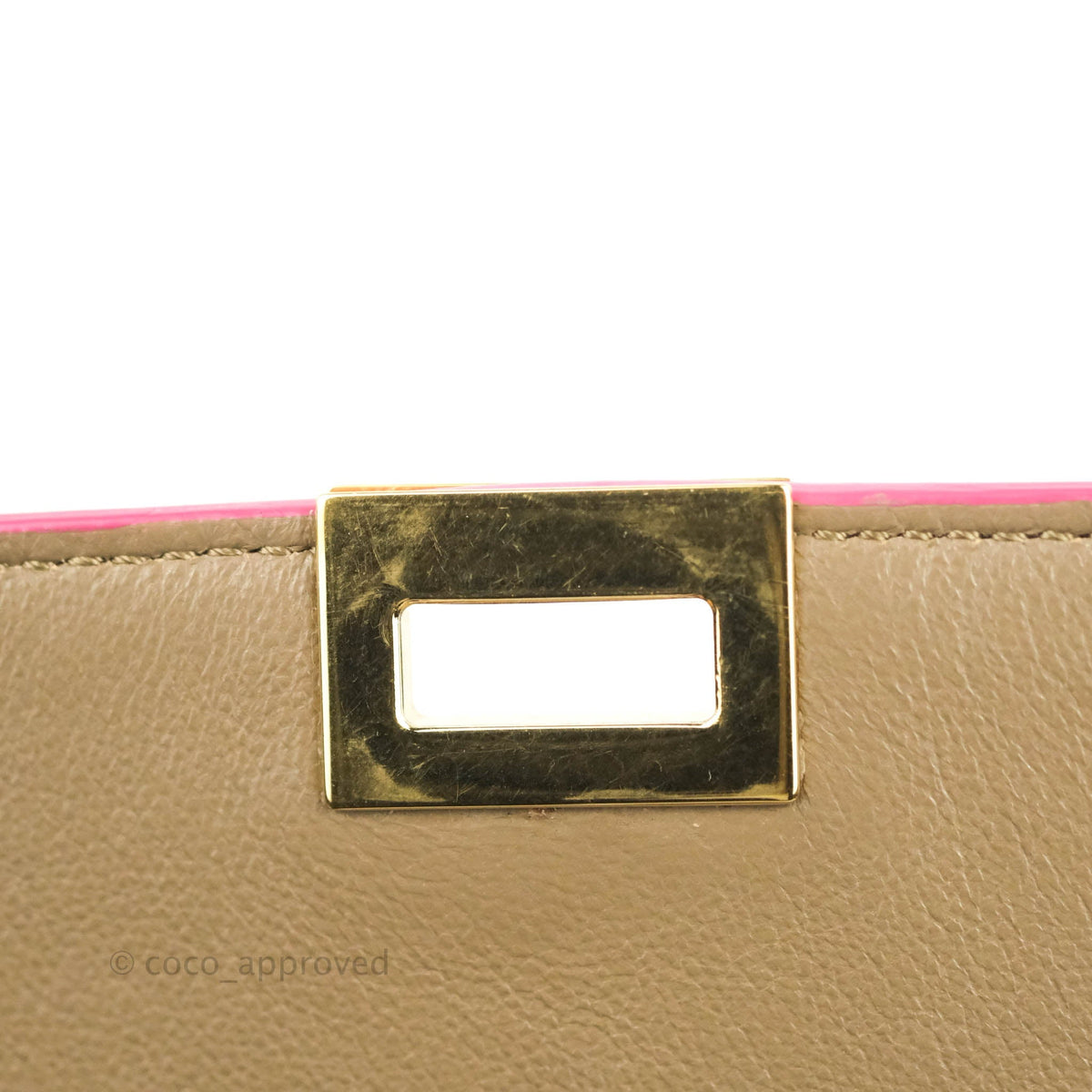 Celine Small Sleek Trapeze Beige Neon Pink Calfskin
