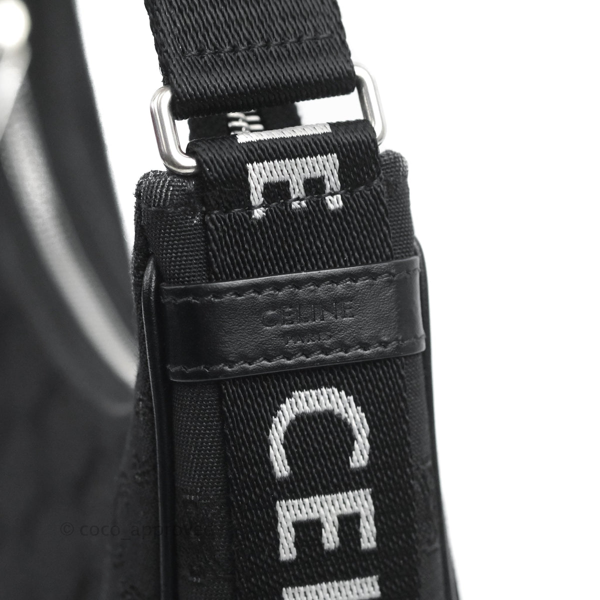 Celine Medium Ava Bag with Celine Strap Black Triomphe Jacquard Calfskin