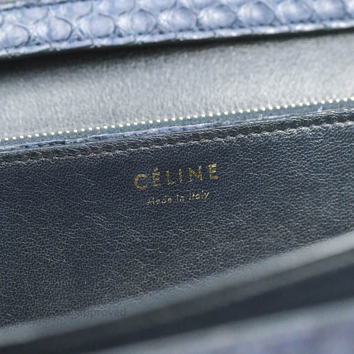 Celine Medium Classic Box Flap Grey Blue Python Gold Hardware