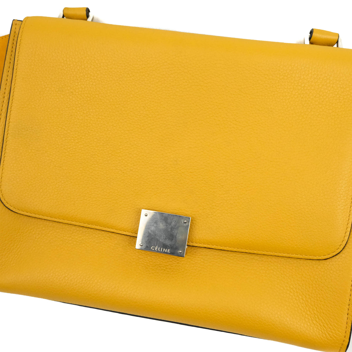 Celine Small Trapeze Bag Mustard Yellow Grained Calfskin