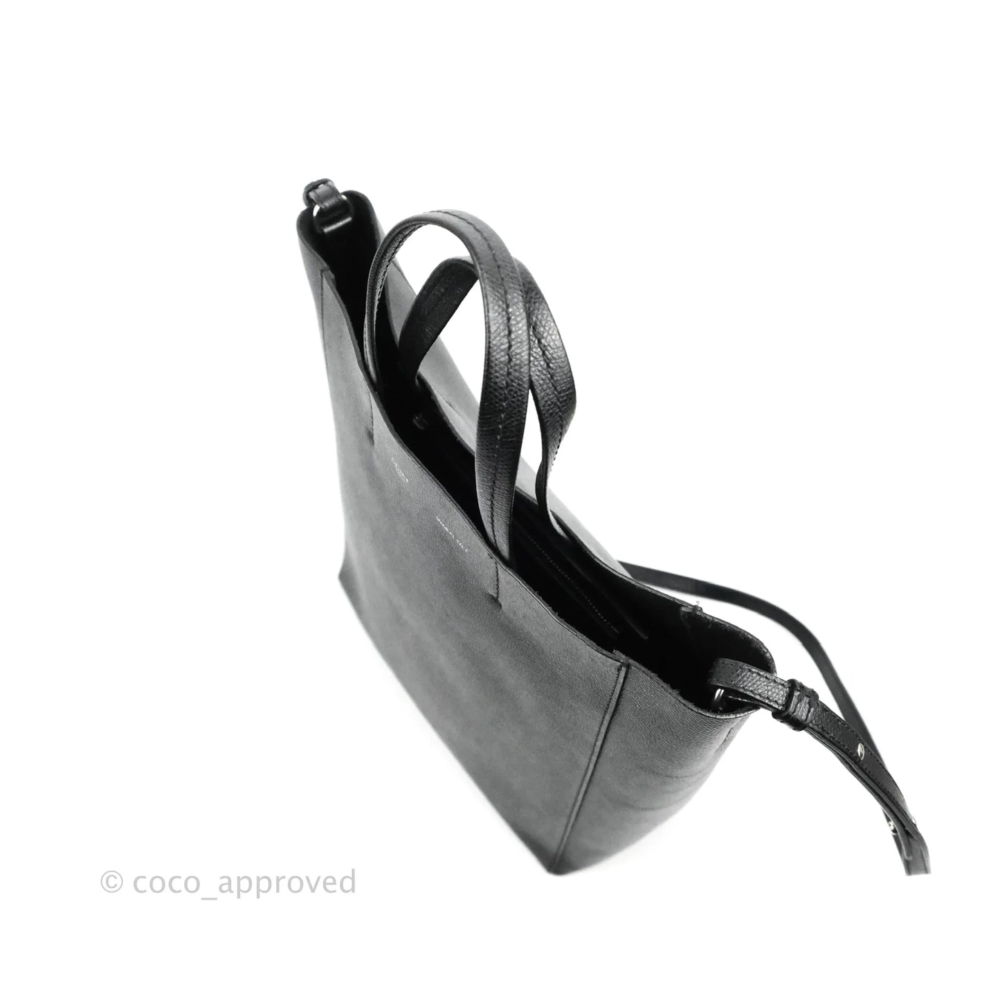 Celine Small Vertical Cabas Tote Black Grained Calfskin Silver Hardware