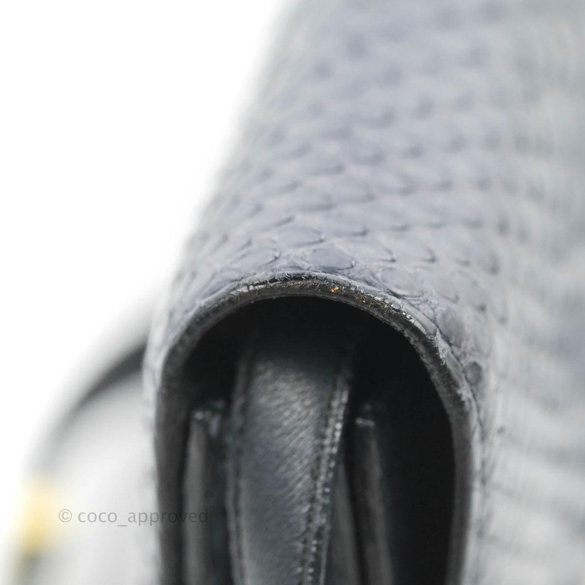 Celine Medium Classic Box Flap Grey Blue Python Gold Hardware