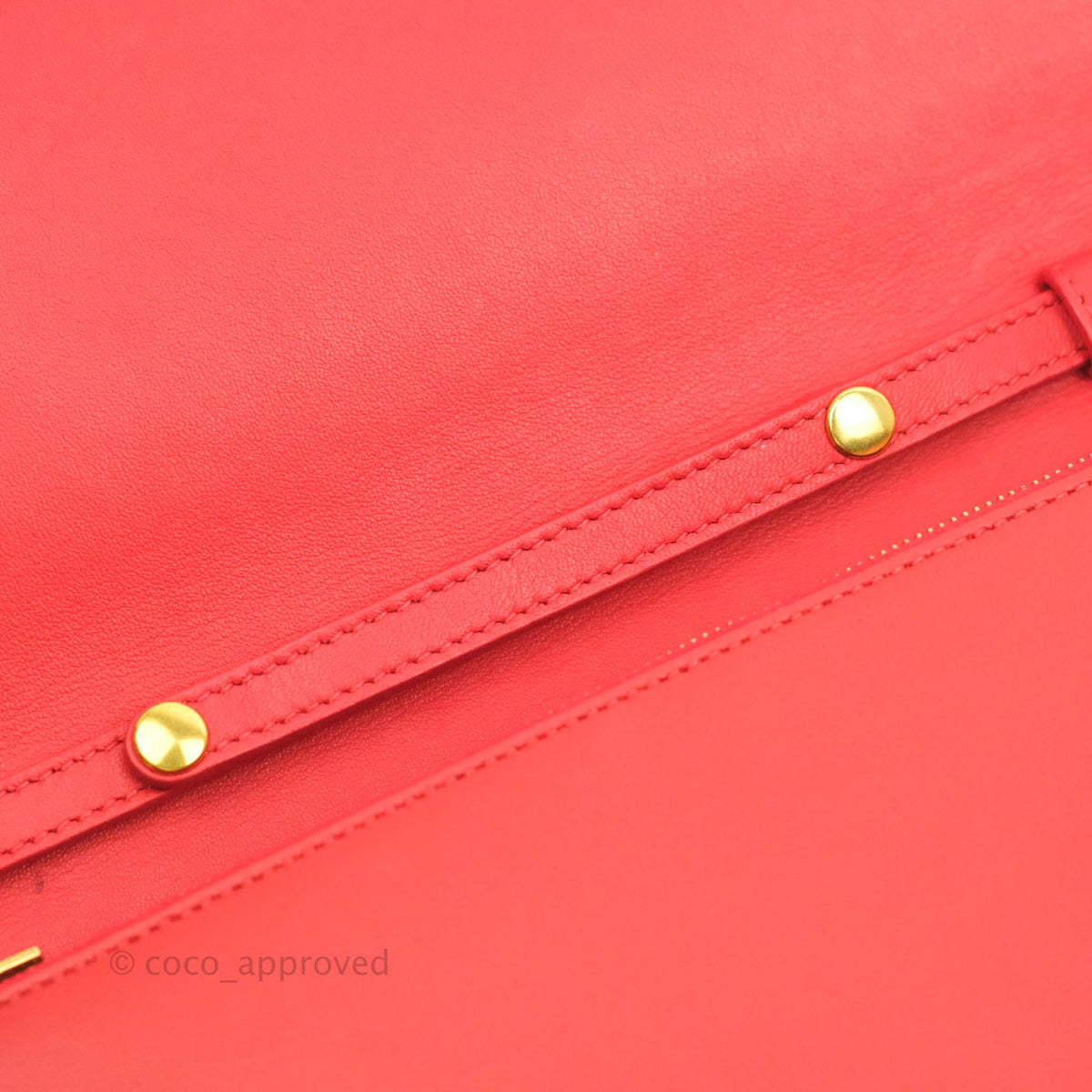 Celine Frame Evening Chain Clutch Ivory Red Smooth Lambskin Gold Hardware