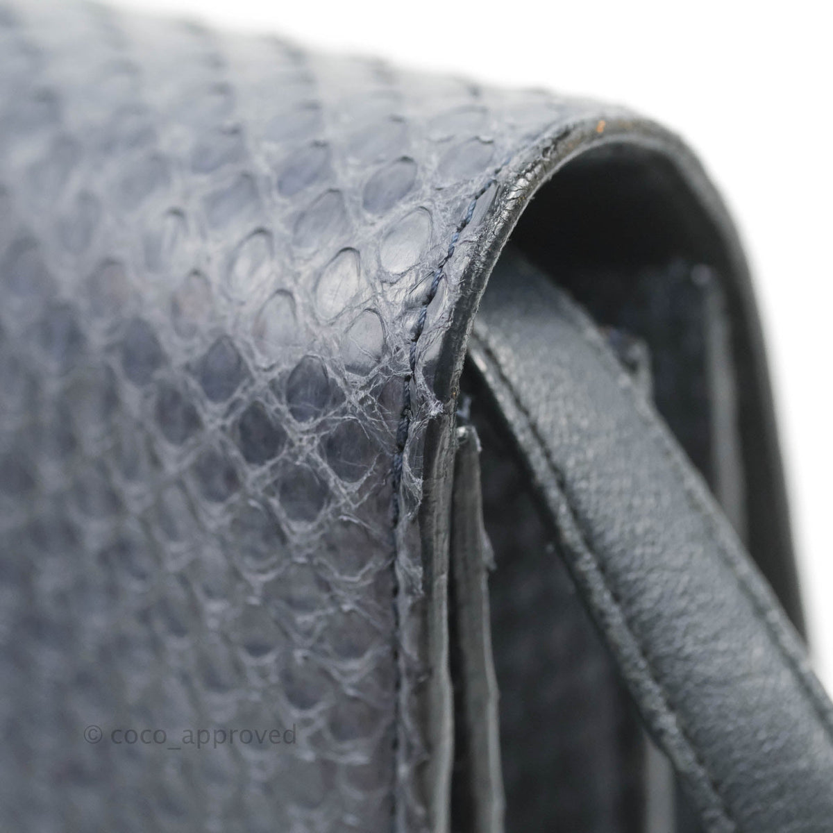 Celine Medium Classic Box Flap Grey Blue Python Gold Hardware