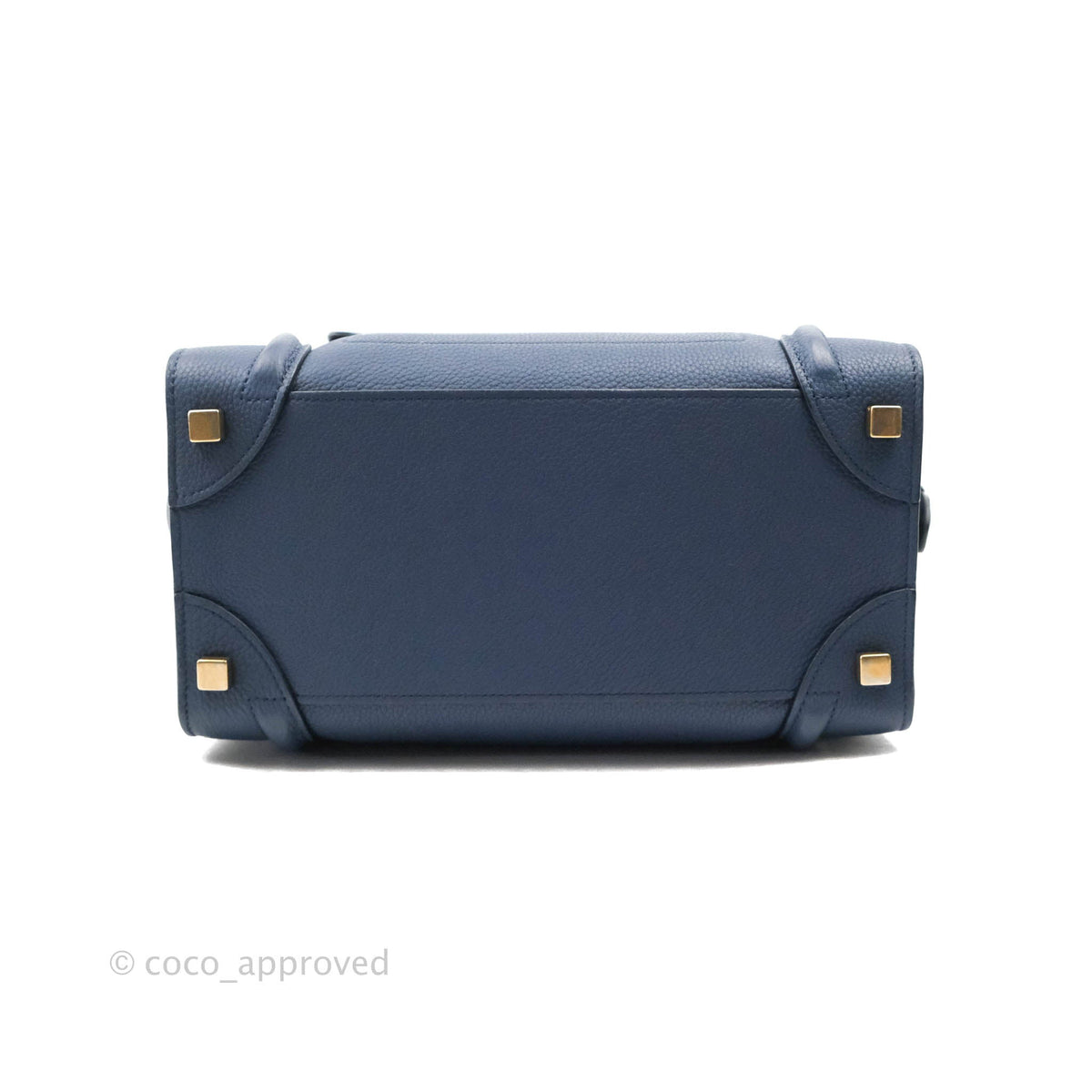 Celine Micro Luggage Handbag Navy Grained Calfskin Gold Hardware