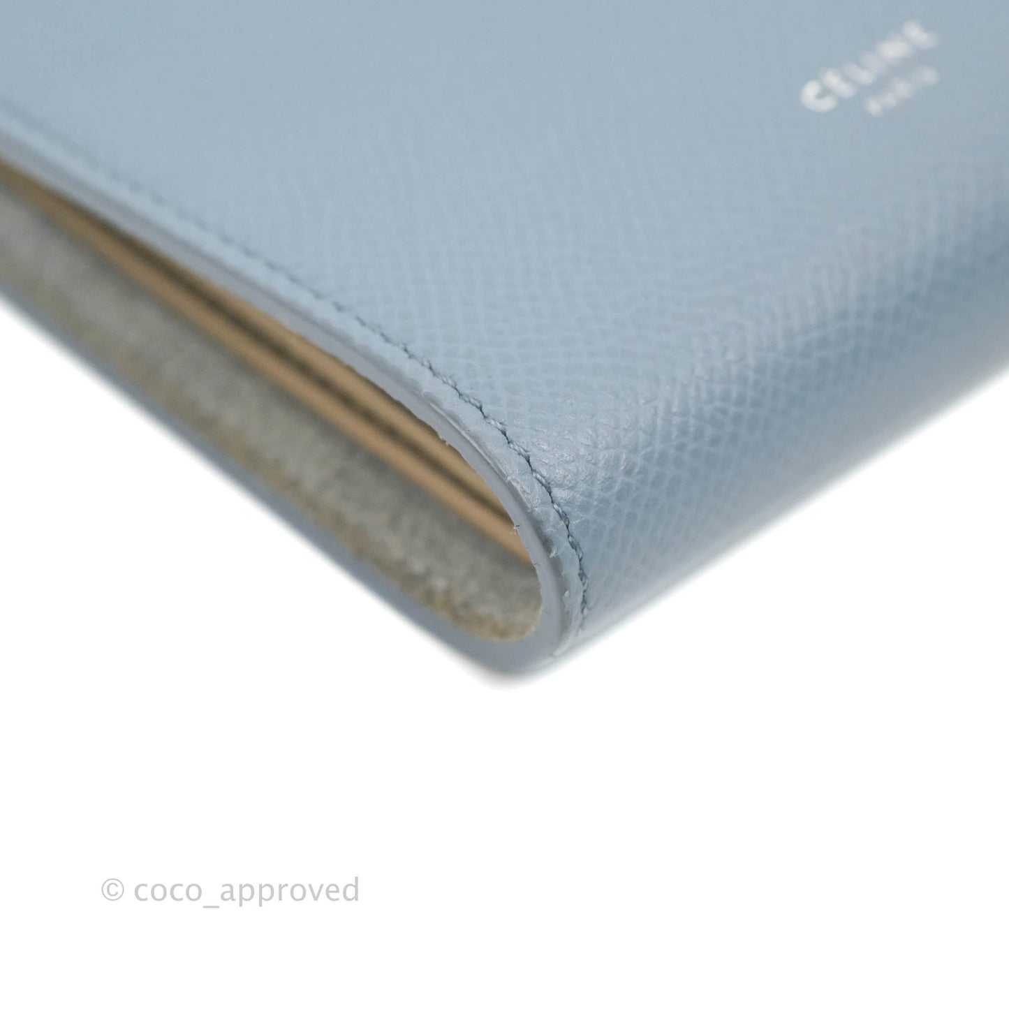 Celine Strap Medium Wallet Grained Leather Blue/Taupe