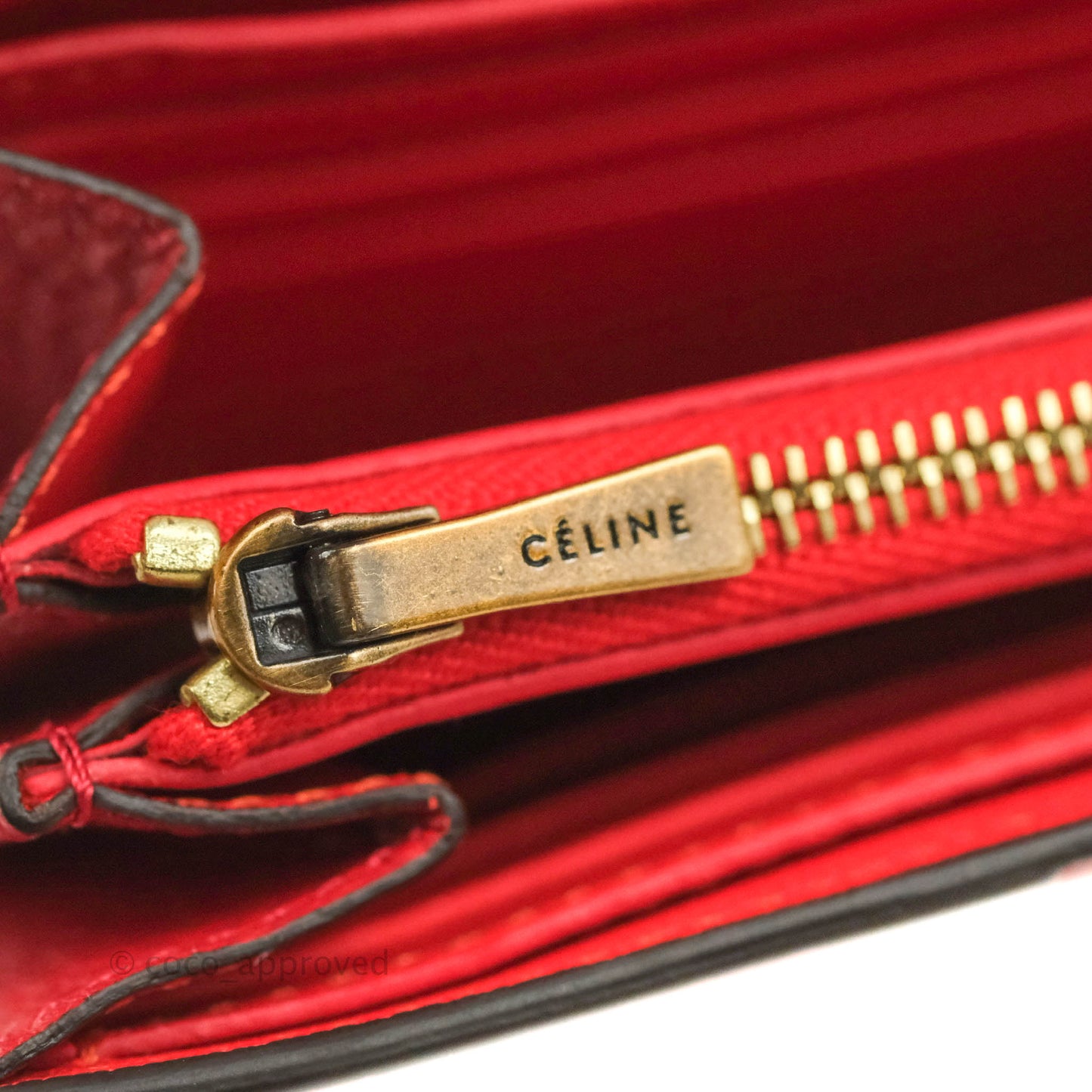 Celine Large Multifunction Flap Wallet Red Grained Leather