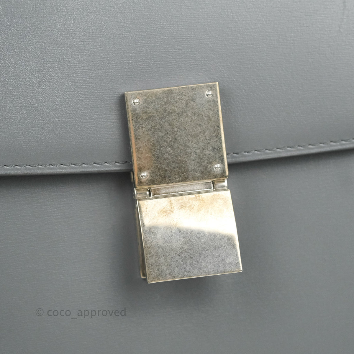 Celine Medium Classic Box Flap Grey Calfskin