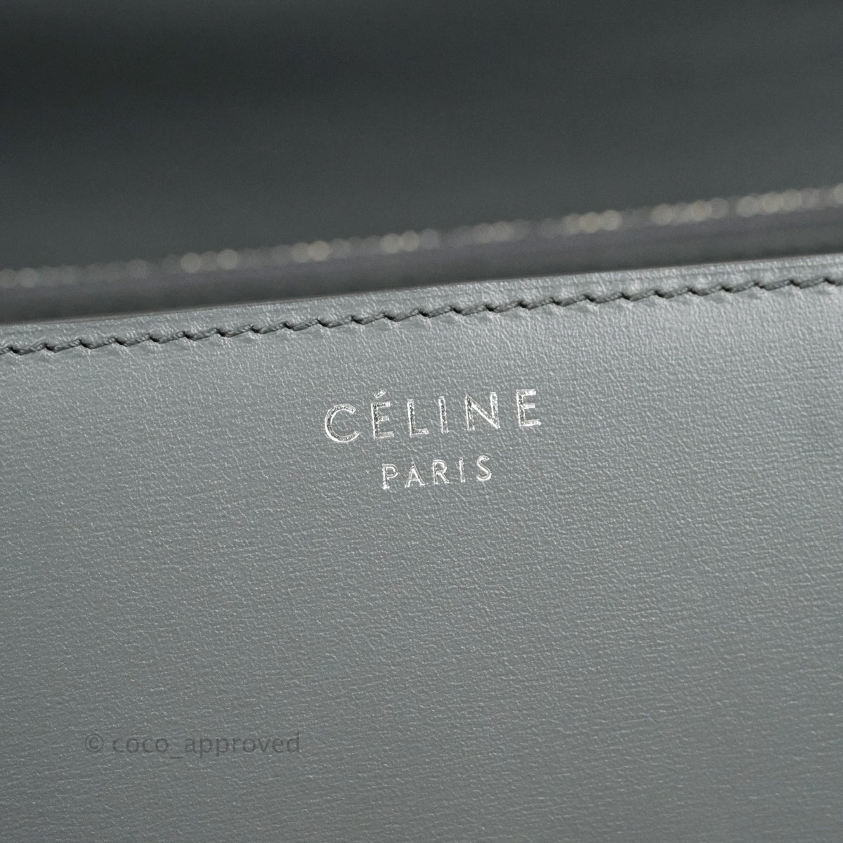 Celine Medium Classic Box Flap Grey Calfskin