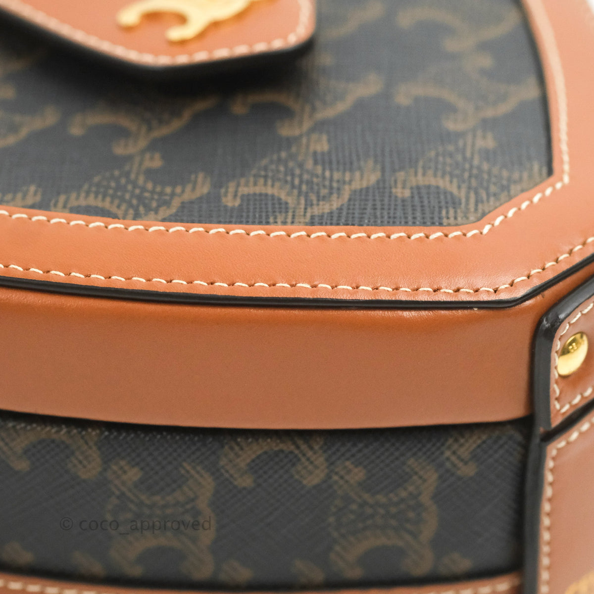 Celine Heart Tambour Bag Triomphe Canvas Tan