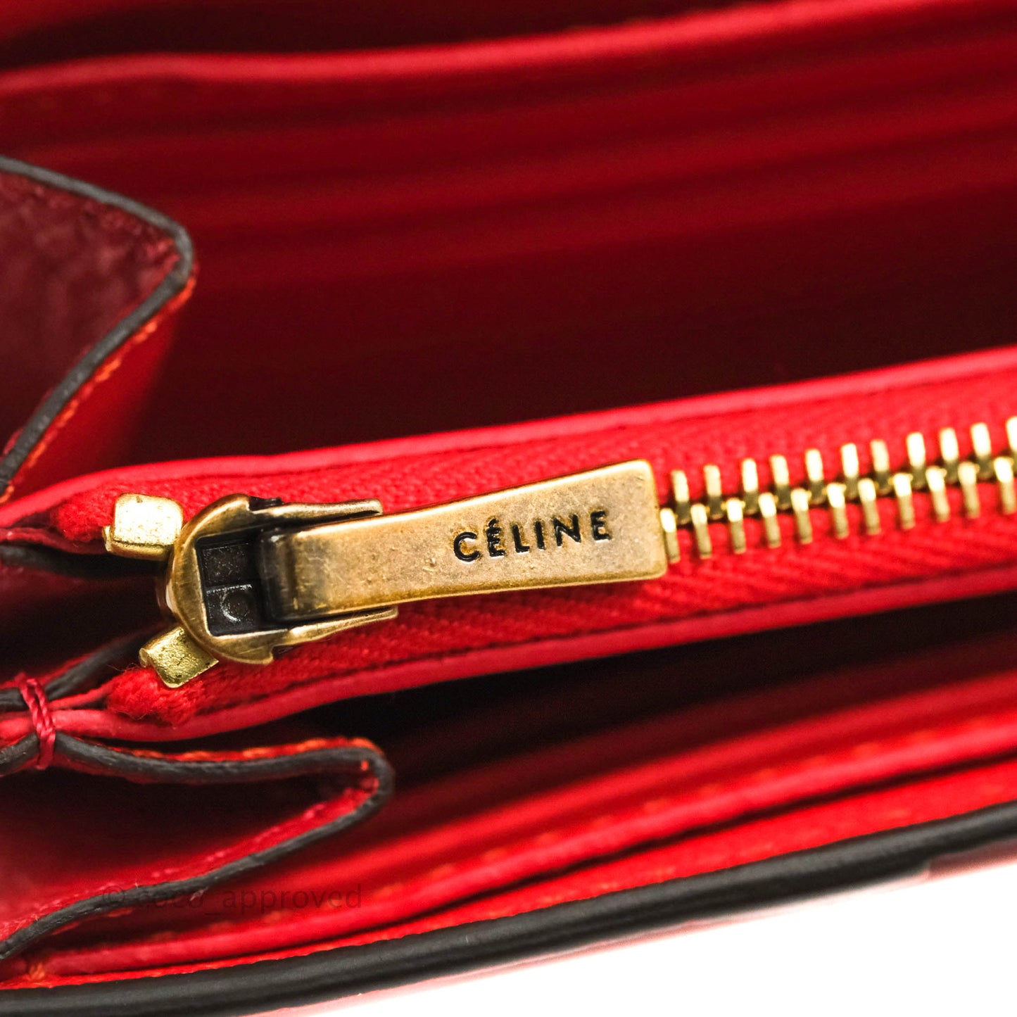 Celine Large Multifunction Flap Wallet Red Grained Leather