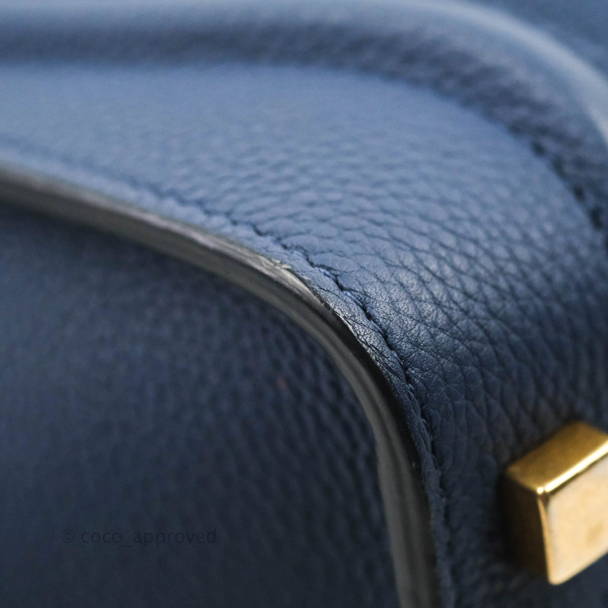 Celine Micro Luggage Handbag Navy Grained Calfskin Gold Hardware
