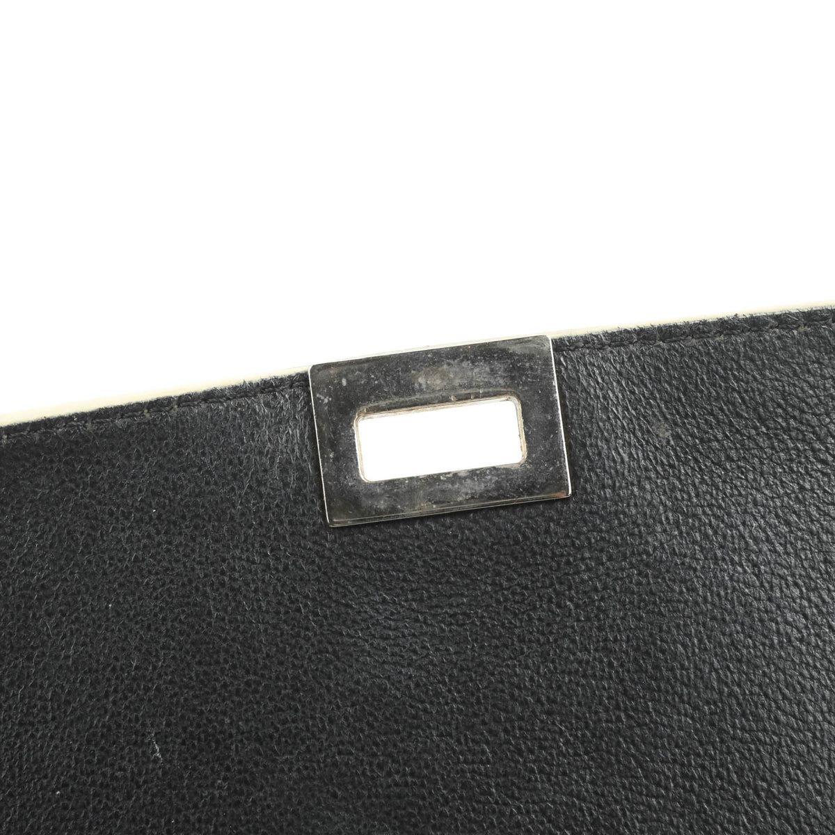 Celine Small Sleek Calfskin Tri-Color Trapeze Ivory Black Raffia