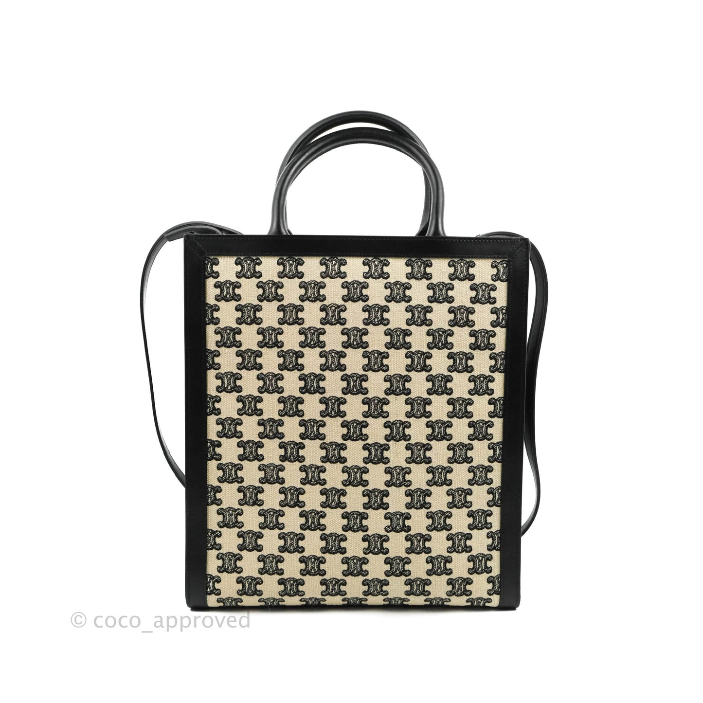 Celine Small Cabas Vertical Tote Triomphe Embroidery Black Textlie
