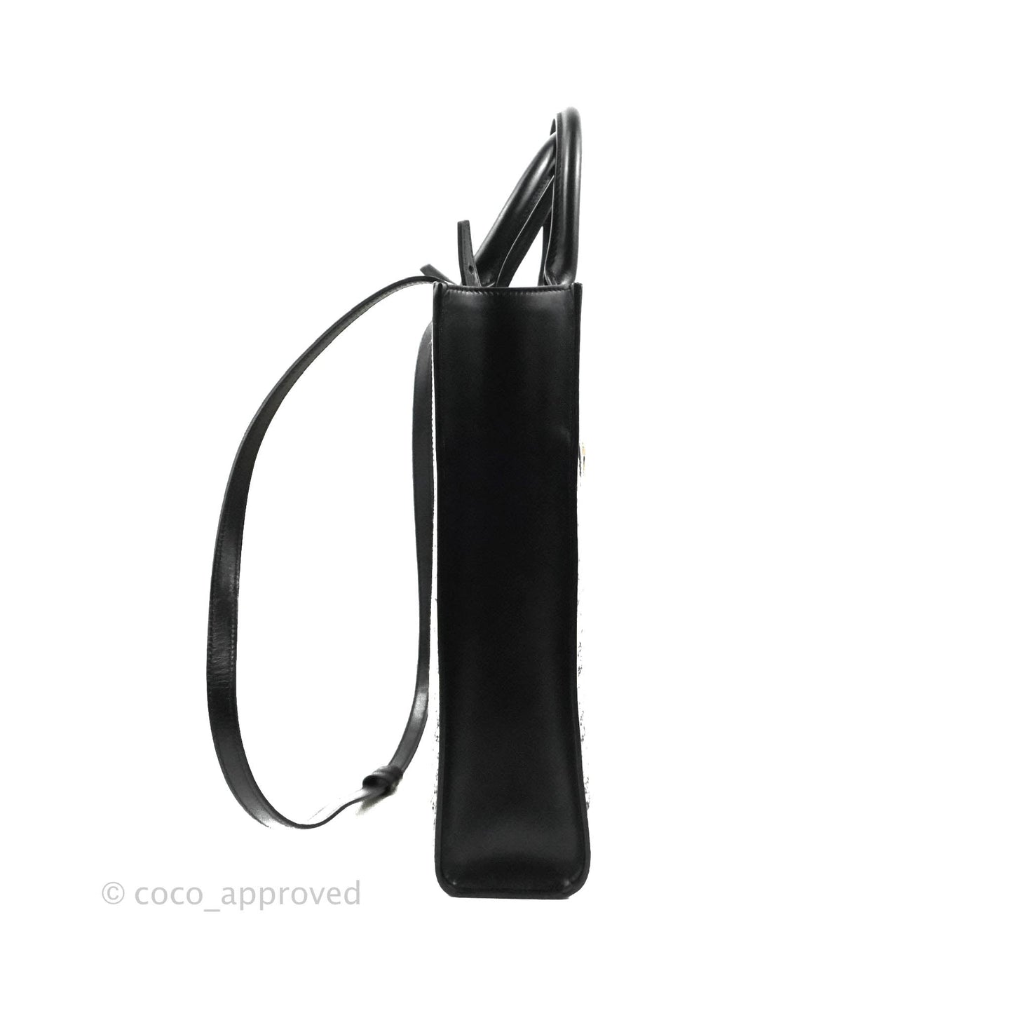 Celine Small Cabas Vertical Tote Triomphe Embroidery Black Textlie